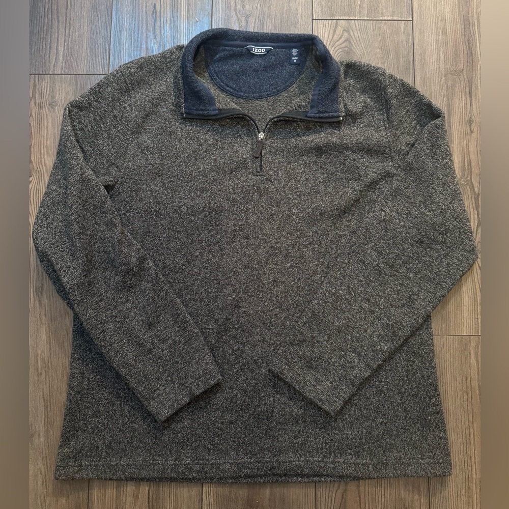 IZOD Thermasoft Sweater Fleece Quarter Zip Carbon Heather Men’s XL EUC